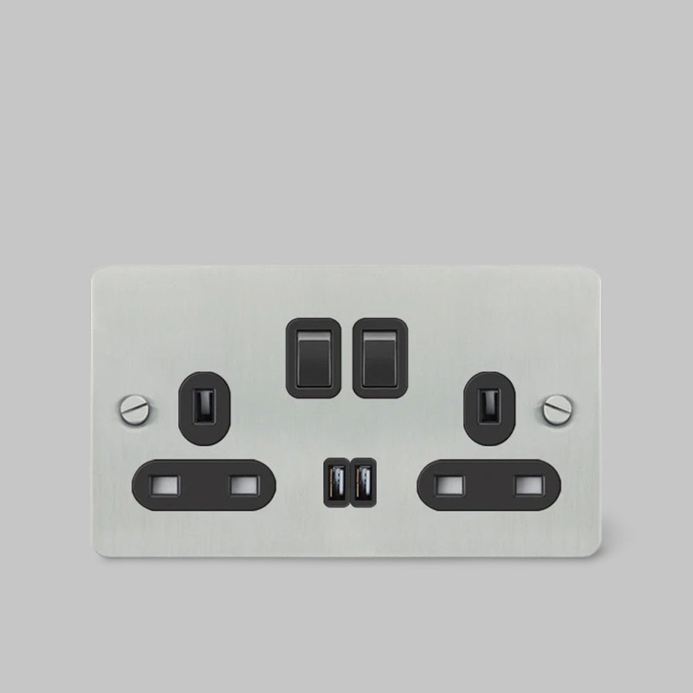 Brass & Bolt Co. 2G Plug Socket USB – Steel